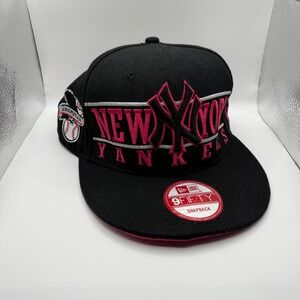 New Era 9FIFTY New York Yankees Snapback Hat Black Pink MLB Cap Cancer Awareness